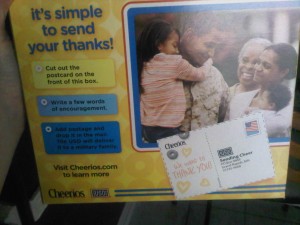 "Cheerios USO sendCheer campaign thank military families"