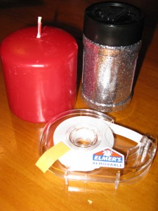 "DIY $10 or less gift idea glitter sparkle candles Elmer's #GlueNGlitter"
